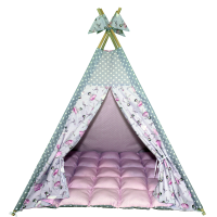 Вігвам Хатка комплект Балерини з м'яким килимком рожевий з сірим - Малятко