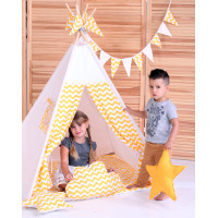 Вігвам Хатка комплект Жовтий зигзаг з подушкою - Малятко