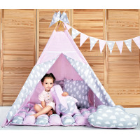 Вігвам Хатка комплект Бонбон Ніжність Рожевий з сірим з подушками - Малятко